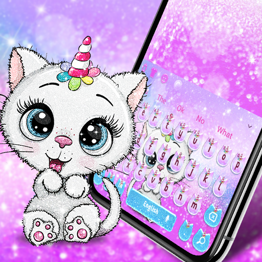 Cute Glitter Unicorn Cat Keyboard Theme icon