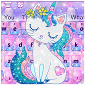 Pink Glitter Unicorn Cat Keyboard icon