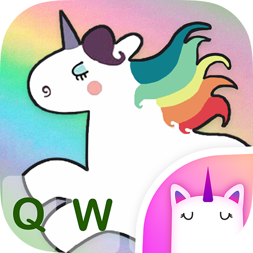 Rainbow Unicorn Green Keyboard Theme for Girls icon