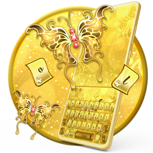 Golden Glitter Butterfly Keyboard Theme icon
