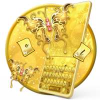 Golden Glitter Butterfly Keyboard Theme