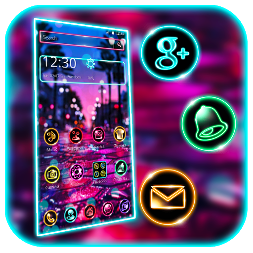 ikon Neon Shiny Street Night Theme