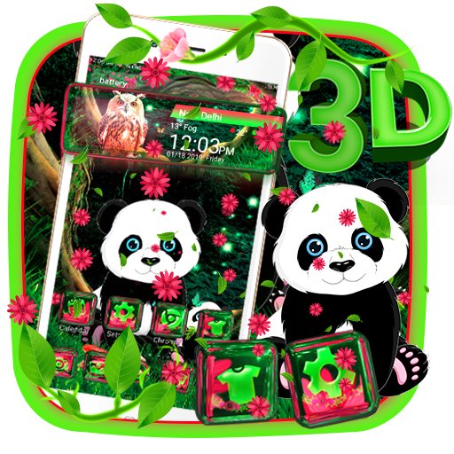 Cute Panda Nature Glass Tech Theme icon