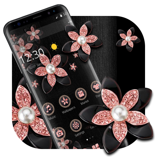 Pink Gold Flower Black Luxury Theme icon
