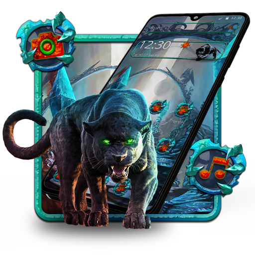 Scary Black Neon Panther Theme🐆 icon