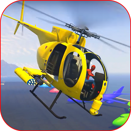 Superheroes Flying Helicopter Racing أيقونة