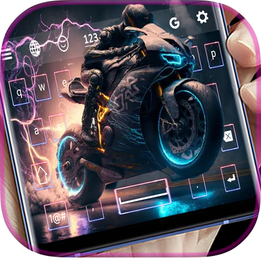 Neon Motorbike Keyboard icon