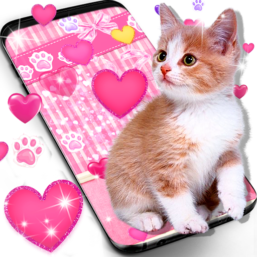 Cute pink kitty live wallpaper icon
