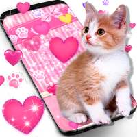 Cute pink kitty live wallpaper on 9Apps