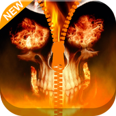 Skull Fire Zipper Locked иконка