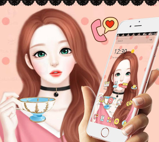 Cartoon Beautiful Girl Lovely Theme screenshot 2