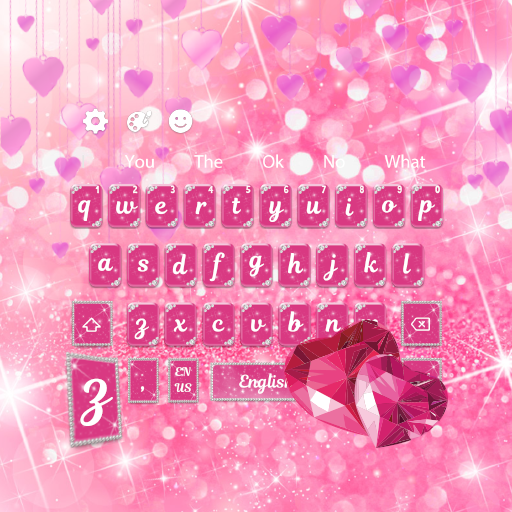 Pink Diamond Glitter Heart Keyboard Theme أيقونة