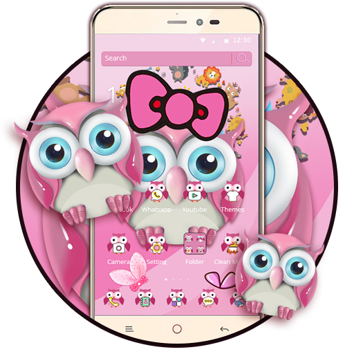 ikon Pink Owl Lovely Cartoon Mobile Theme