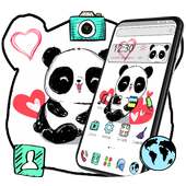 Cartoon Cute Happy Panda Theme on 9Apps