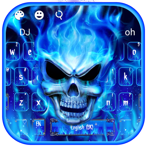 Blue Fire Flaming Skull Keyboard icon