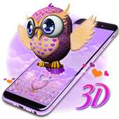 3D Animated Cute Owl Keyboard Theme
