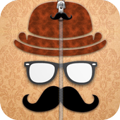 Hipster zipper lock screen icon