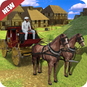 Horse cart race icon