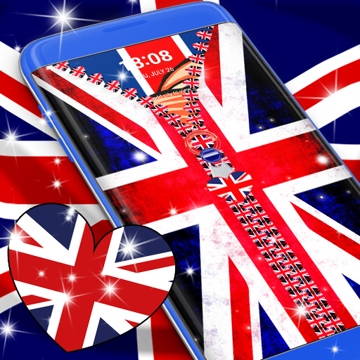 UK Flag Zipper Lock Screen أيقونة