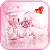 Cute bear theme love wedding icon
