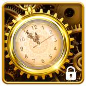 3D Golden Analog Clock lock screen on 9Apps