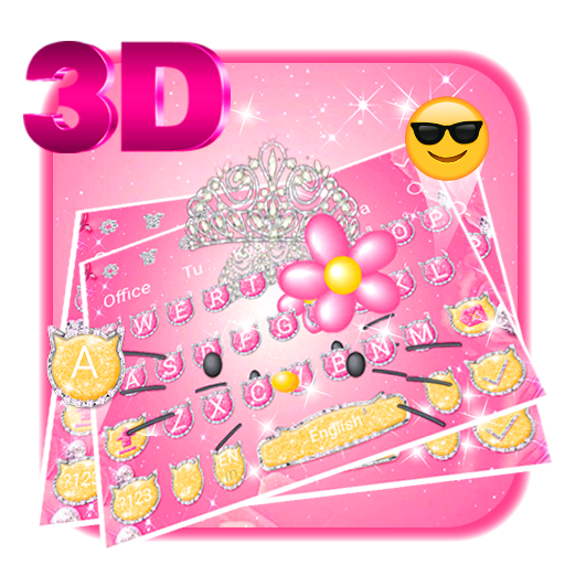 3D Pink Kitty Diamond Keyboard Theme💎 icon