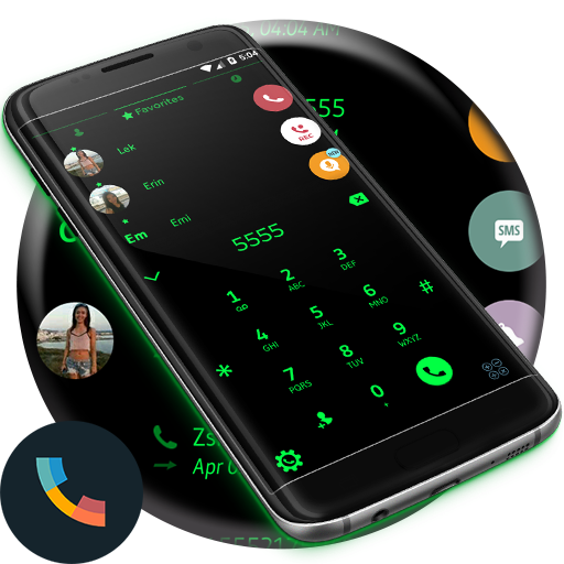 Theme Dialer Flat Black Green icon