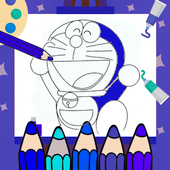Coloring Doramon blue cat icon