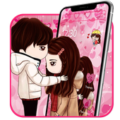 لطيف وردي الحب زوجين الموضوع أيقونة