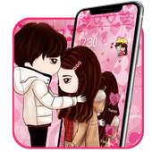 Cute Pink Love Couple Theme on 9Apps