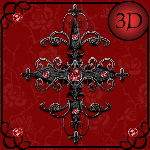 Red Gothic Cross 3D Next Launcher theme icon