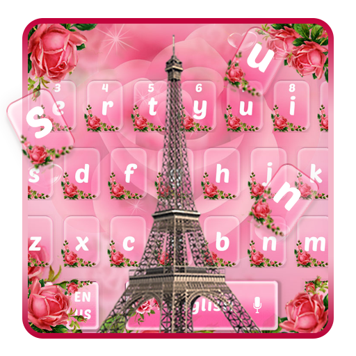 Pink Flowers Eiffel Tower Keyboard icon