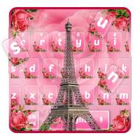 Pink Flowers Eiffel Tower Keyboard on 9Apps