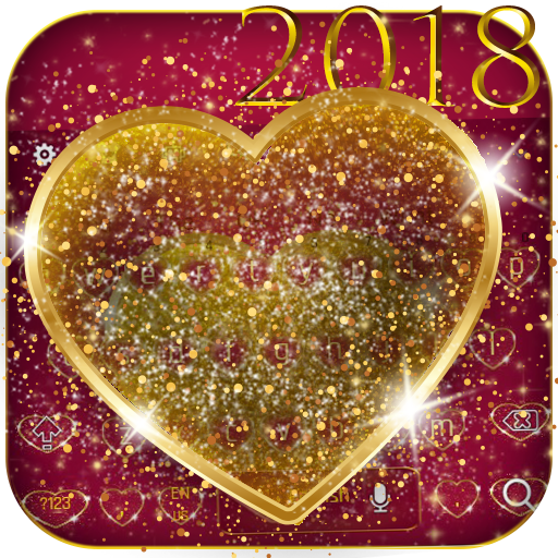 Gold Glitter Heart Keyboard icon