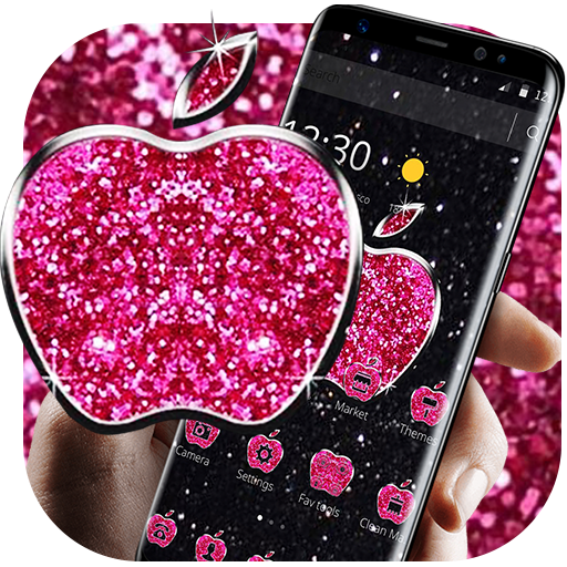 Pink Glitter Apple Black Business Theme أيقونة