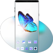 Animal theme Blue butterfly under the sun icon