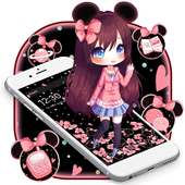 Cute Pink Kawaii Girl Gravity Theme on 9Apps