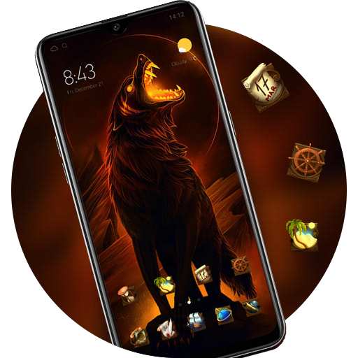 Full moon night theme howling the wolf king icon