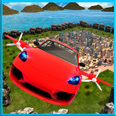 Futuristic Flying Car Driving icon