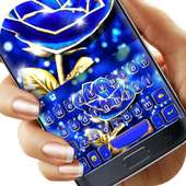 Gold Blue Rose Crystal New Keyboard