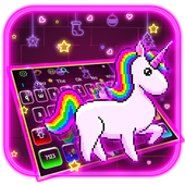 Clavier de Licorne Rainbow Neon Cartoon icon