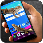 Lizard on phone screen funny joke icon
