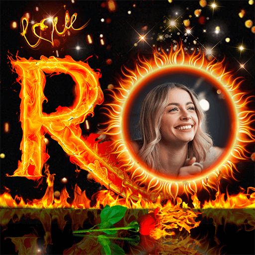 Fire Text Photo Frame icon