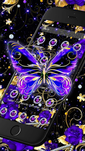 Purple Glitter Diamond Butterfly Theme screenshot 3