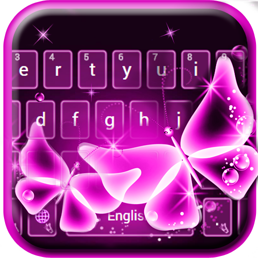 Pink Neon Butterfly Keyboard icon