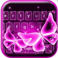 Pink Neon Butterfly Keyboard