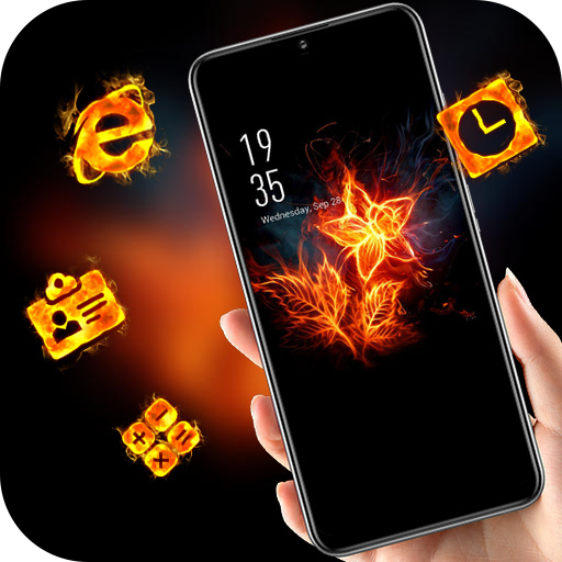 Abstract theme Burning flower icon