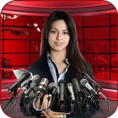 media photo editor-press conference: news frames icon