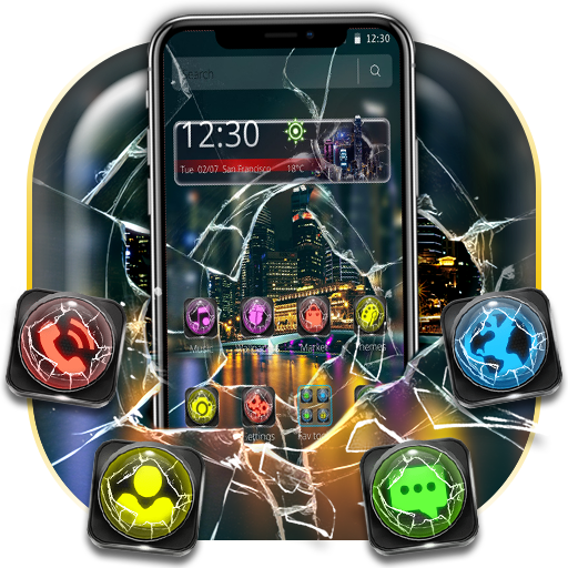 Broken Screen Night City Theme🌃 icon