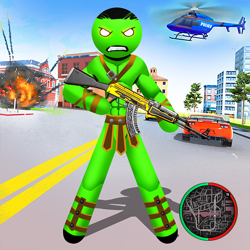 green monster Stickman Rope Hero City Battle War icon